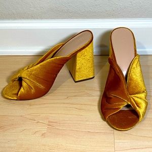 F21 Velvet mules mustard yellow 9
